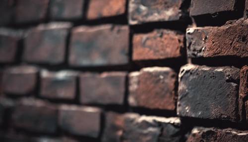 Intimate close-up of a single, texture-rich dark brick. Tapet [5087a7e4cc4441d79dc0]