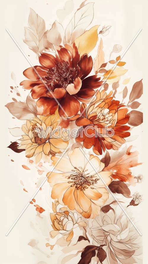 Arte hermoso de las flores del otoño