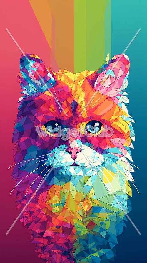Renkli Geometrik Kedi Sanatı