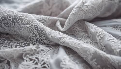 A light grey clothes with beautiful lace texture.