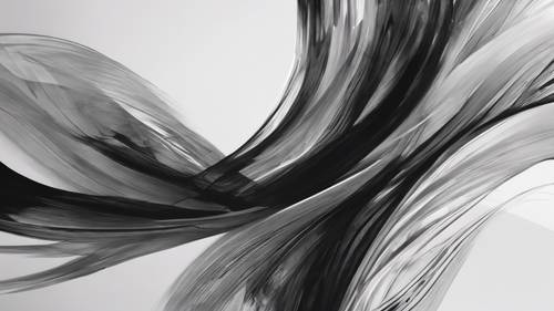 Sapuan hitam putih abstrak yang indah menciptakan seni kanvas yang menginspirasi.