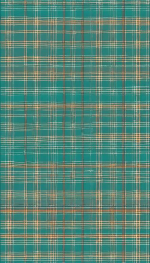 View of a fresh teal plaid design in a seamless pattern. Tapet [a86c2a1d5a4942ed95df]