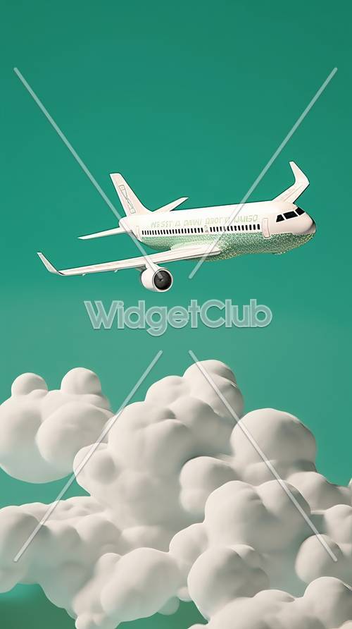 空の上を飛ぶ飛行機の壁紙- 空と雲の中を飛ぶ飛行機の景色
