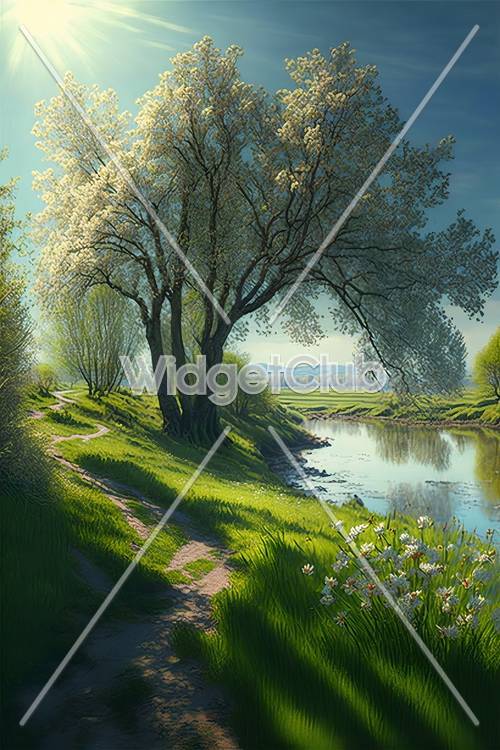 Springtime Scenic River Path