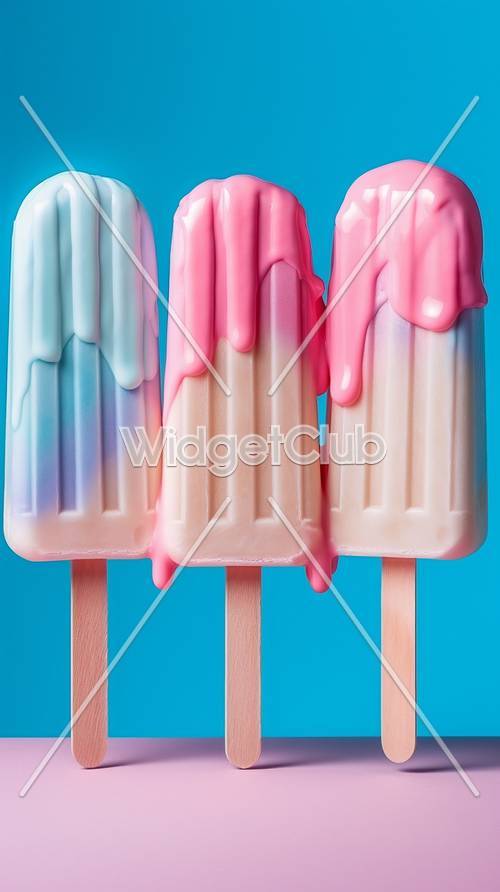 色彩繽紛的融化冰淇淋棒棒糖