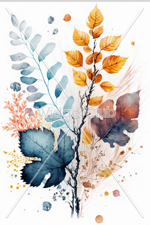 Arte de hojas de otoño para tu pantalla