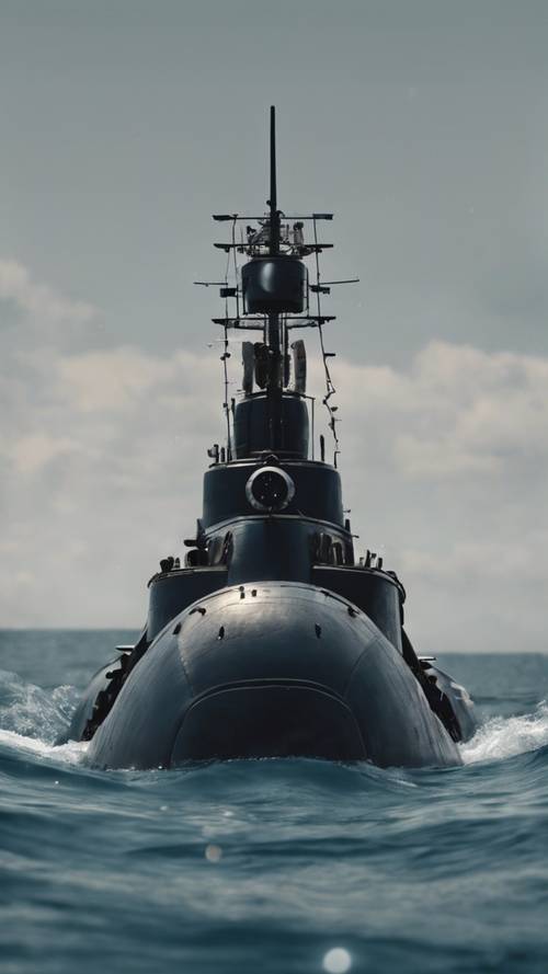 A submarine pirate vessel, stealthily surfacing from the deep ocean.