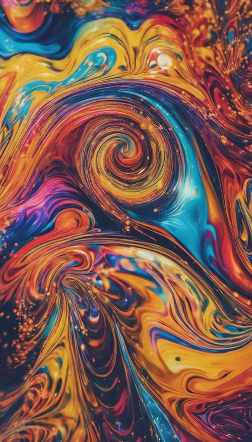 A closeup of a swirling, multi-colored, psychedelic design. Wallpaper [5d897d350e3e416490ff]