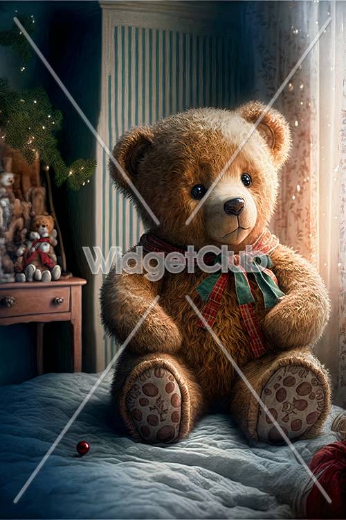 Teddy Bear yang menggemaskan di dekat Jendela