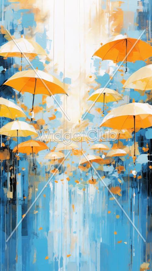 Arte de paraguas naranja soleado