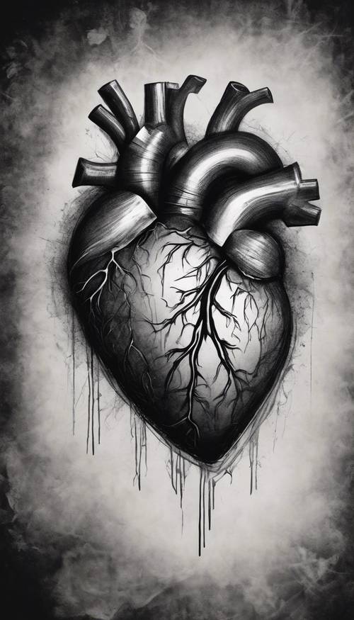 A heart sketched with charcoal in expressive strokes of black and gray. ផ្ទាំង​រូបភាព [e4eb37f153004ba0bbf6]