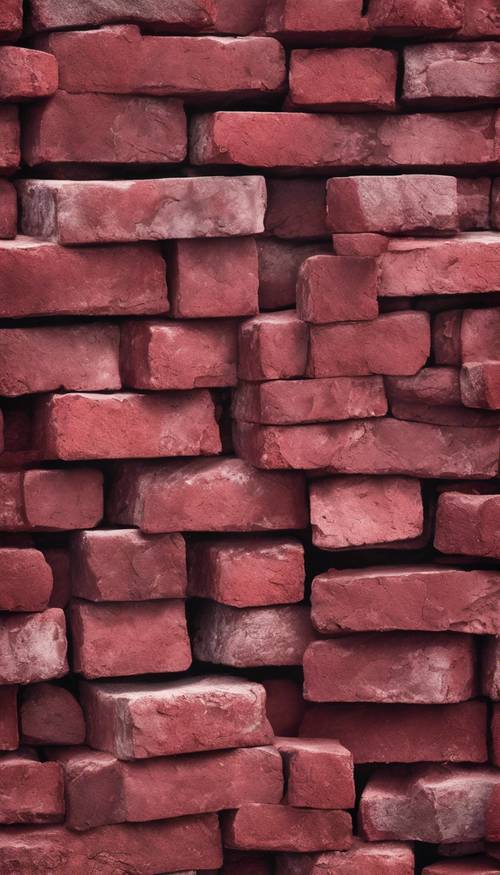 Stacked burgundy bricks with aging effect 