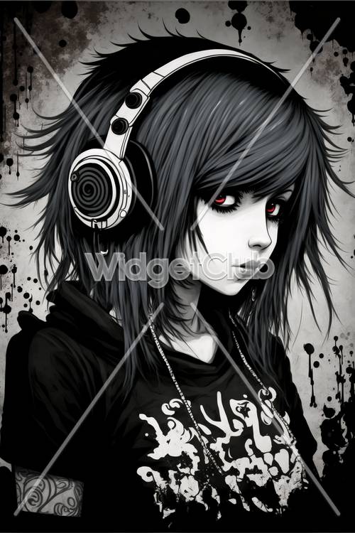 Girl with Headphones Art