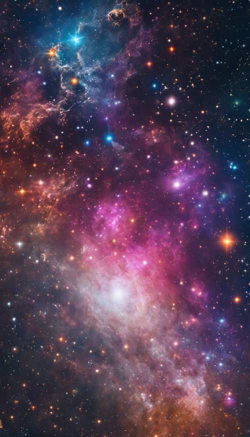 A vibrant galaxy as seen from a distance, filled with an array of colorful stars and planets. ផ្ទាំង​រូបភាព [74431644c91940bab066]