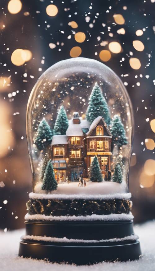 An aesthetic snow globe hosting a miniature New Year’s parade.