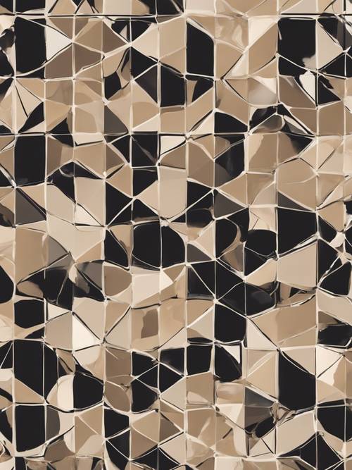 Pola geometris abstrak hitam dan krem.
