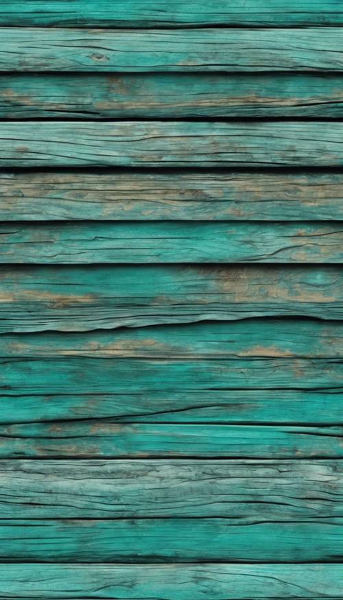 A seamless pattern of a worn teal-colored wooden texture.