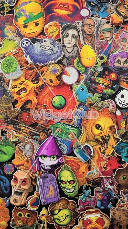 Adesivos coloridos de monstros de desenho animado