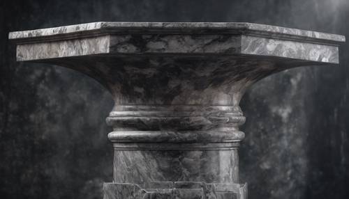 Một bệ đá cẩm thạch màu xám đen cổ xưa, thể hiện sự khéo léo rõ ràng của thời đại đã qua.