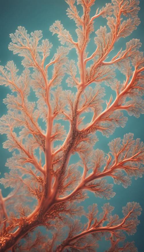 Un motivo frattale che imita gli intricati dettagli dei rami di corallo in una tranquilla scena subacquea.