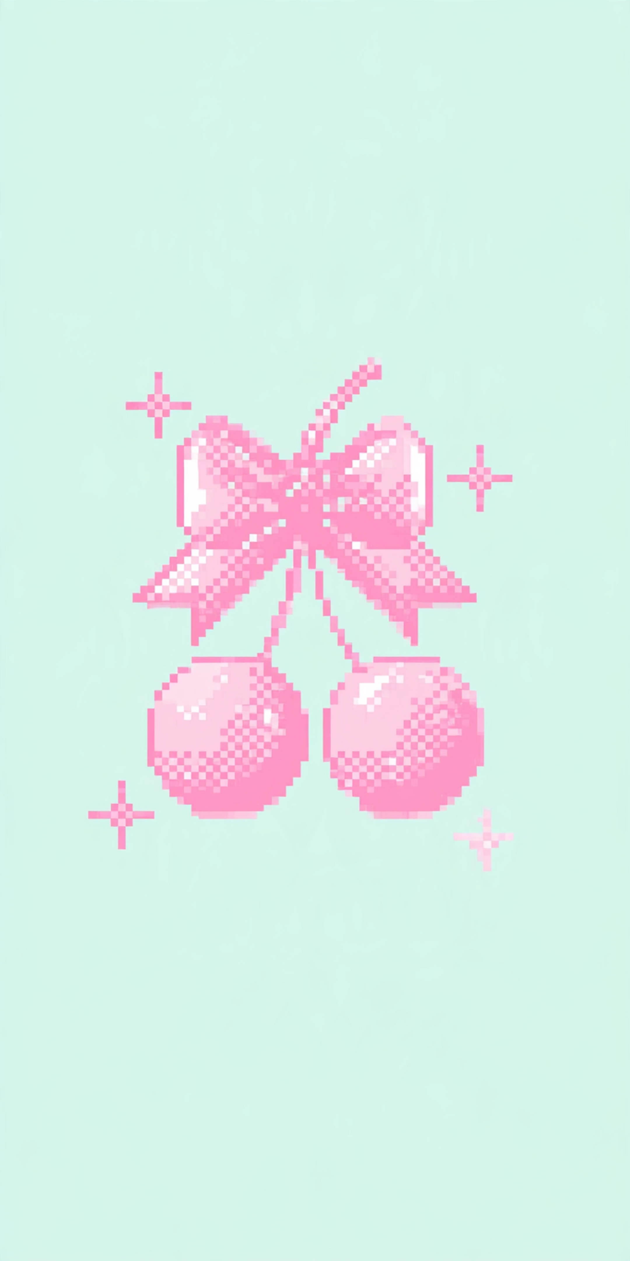 Pink Pixel Art Cherries and Ribbon with Stars Taustakuva[dcbe4b4778ac4c449edb]