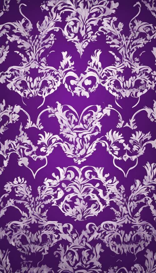 Design damassé luxueux avec un mélange magique de violet audacieux et de blanc apaisant.