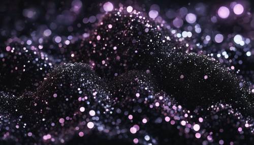 Seamless pattern of dark glitter radiating a mystical aura on a black velvet canvas.