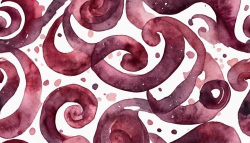 Abstract watercolor seamless pattern featuring burgundy swirls