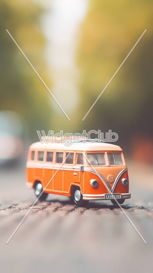 Autobús de juguete colorido en un día soleado