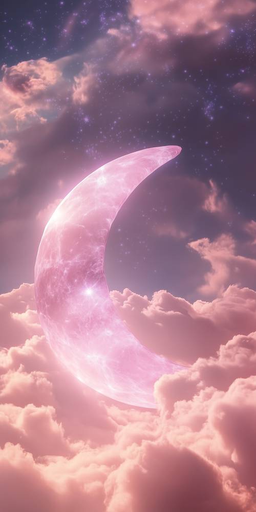 Pink Moon in Starry Sky