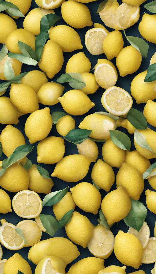 A seamless pattern of pastel yellow lemons arranged in a whimsical manner. Tapet [3b2b1cae9da940b8bf8a]