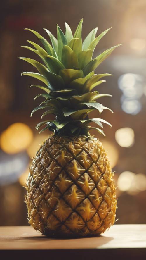 Un ananas anthropomorphe faisant du stand-up.