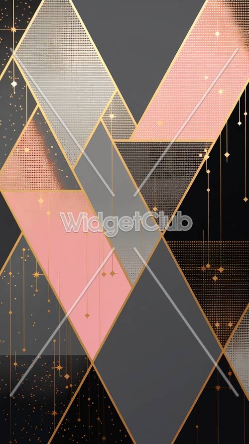 Colorful Geometric Shapes with Gold Accents Wallpaper[3e37281c36fb4685ace9]