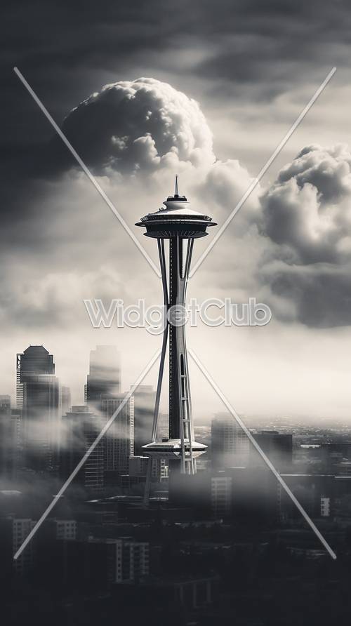 Đường chân trời Seattle với Tháp biểu tượng