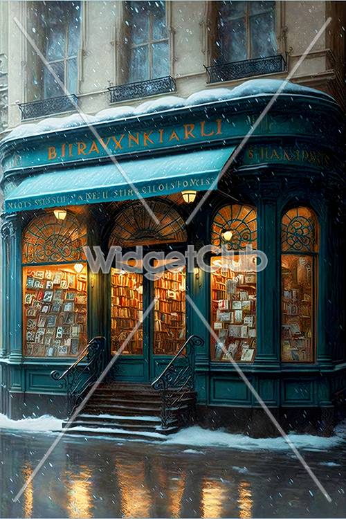 Snowy Bookstore Corner
