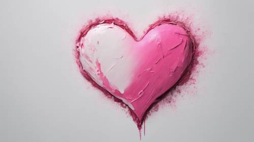 一颗双色的心，一半是粉色，另一半是白色，看起来像是用宽笔触画出来的。