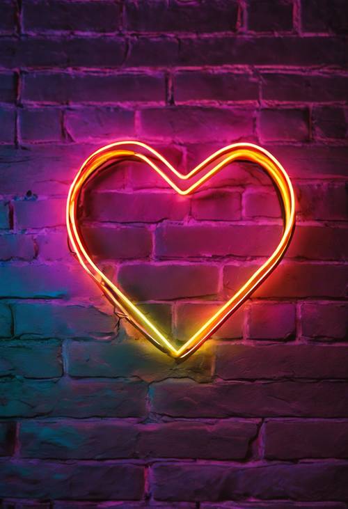 A heart-shaped neon light displaying different colors from rainbow spectrum. Tapeta [32cb369bf0fa4b379943]