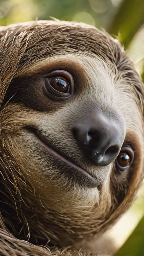 An up-close high-definition image capturing the fascinating details of a sloth's face.