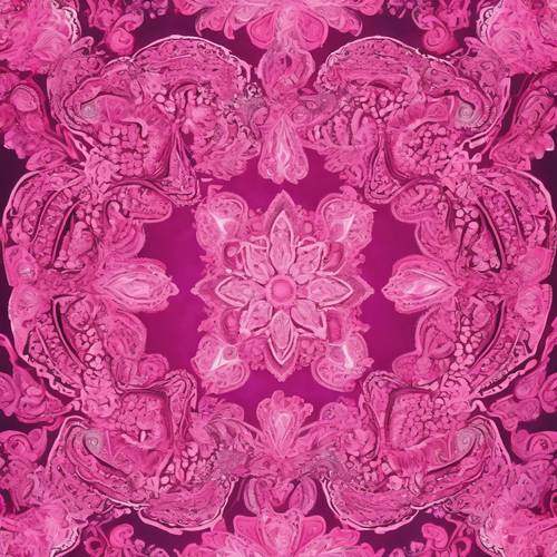 Um padrão paisley rosa brilhante, simétrico e sem costuras.