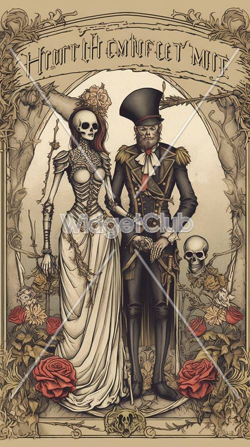 Skeleton Bride and Groom Artwork for Your Screen