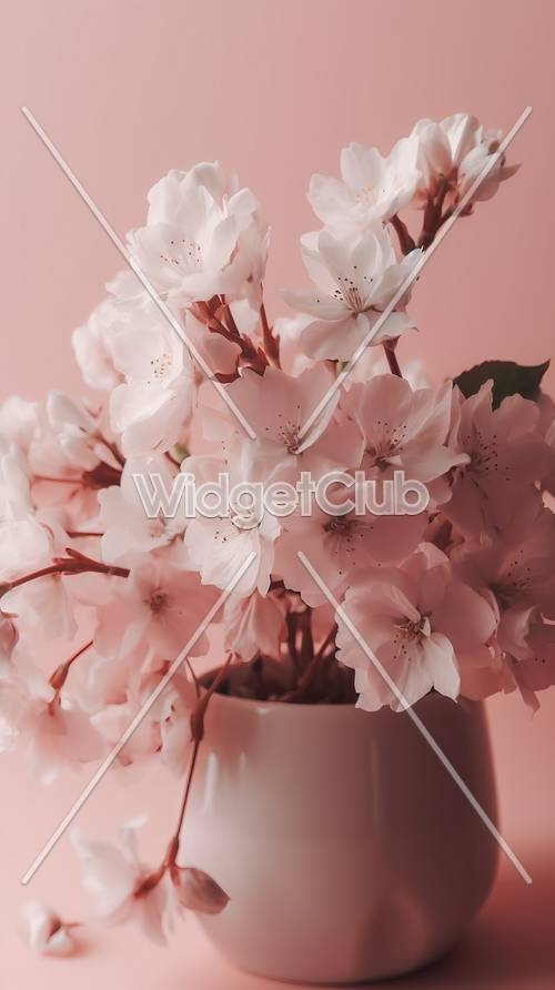 Beautiful Cherry Blossoms in a Vase Wallpaper[3f144e1be5a8483bbe90]