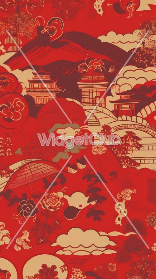 Red Japanese Wallpaper [1e85ced8281243299800]