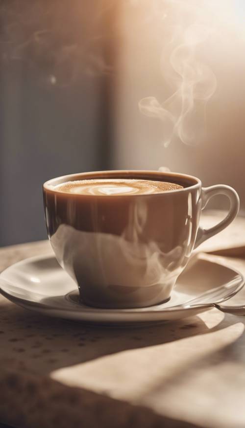Estetik bir ombre etkisi yaratan açık kremalı bir fincan kahve.