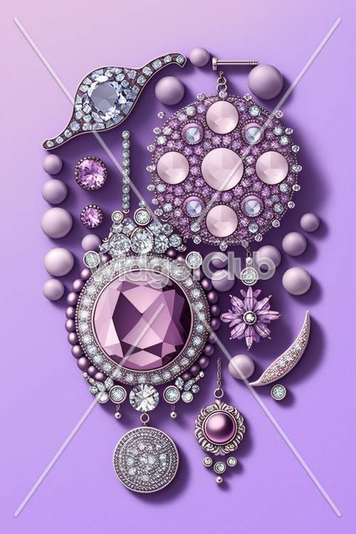 闪闪发光的紫色珠宝和水晶