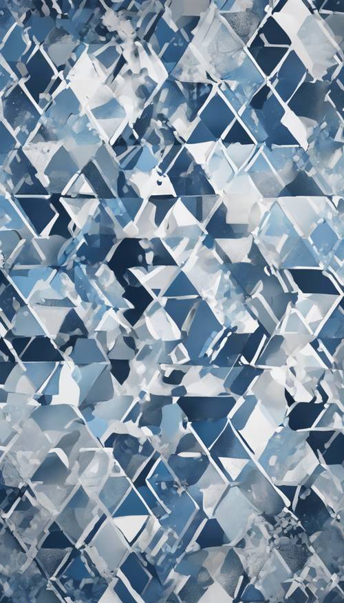 Clash of geometric patterns in shades of blue and white Tapet [1508b0138bbf4db0aeb1]