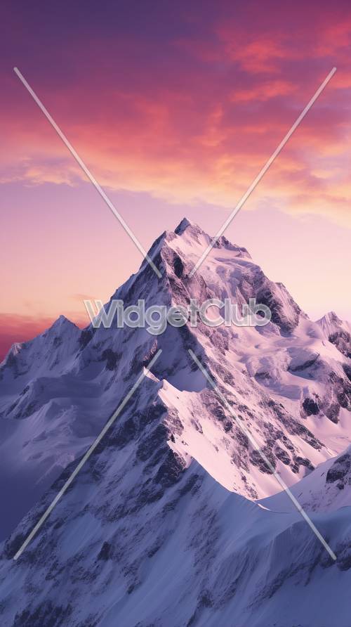 Sunset Over Snowy Mountain Peak