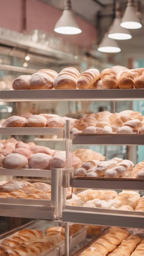 A view inside a Danish bakery, filled with pastel hues. Tapet [6da335150cac4491a354]