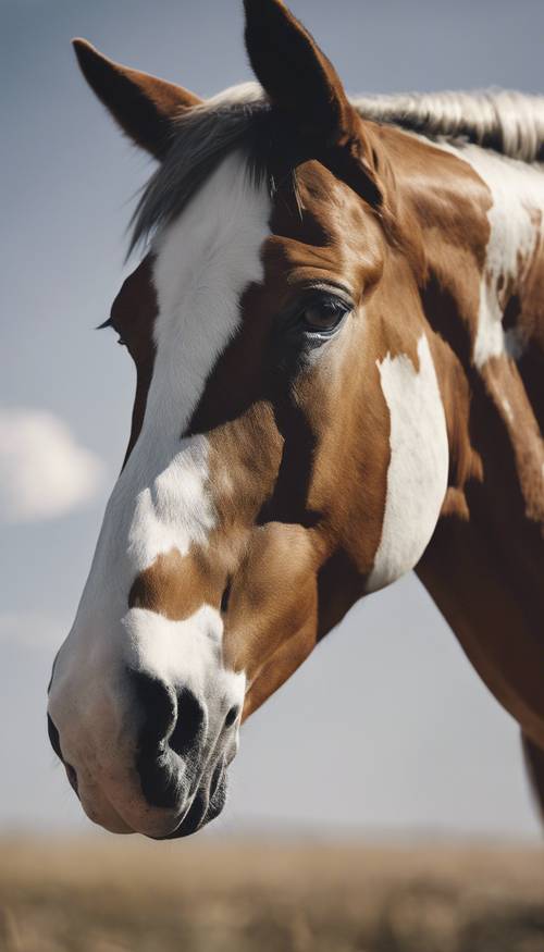 Un&#39;immagine ravvicinata del bellissimo mantello multicolore di un cavallo paint.