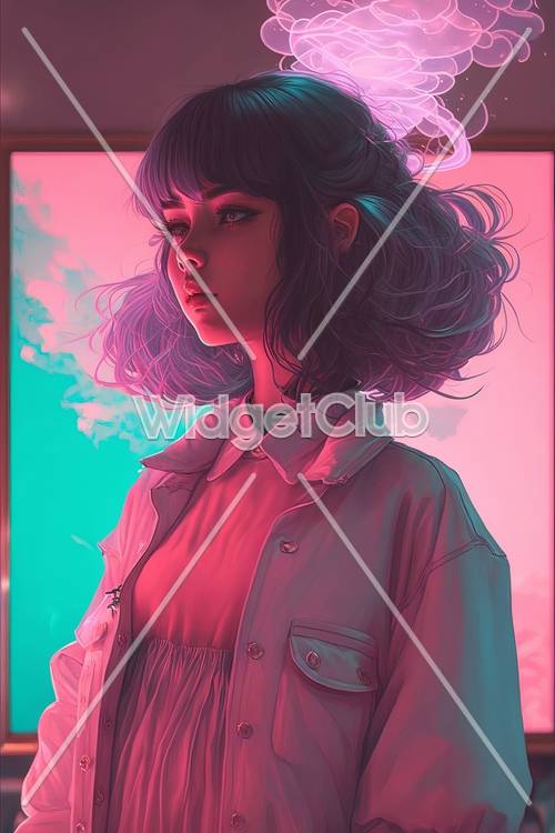 Colorful Neon Girl Art
