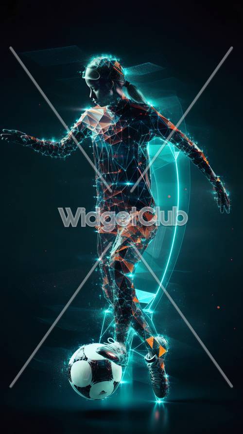 Futuristic Digital Soccer Player in Action